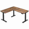 Elektrisch verstelbaar L-vormig hoekbureau 160 x 120 cm bruin/zwart