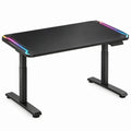 Elektrisch verstelbaar gamebureau 120 x 60 cm zwart met carbonvezelpatroon en RGB-verlichting