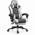 Ergonomische gamingstoel met verstelbare armleuningen, zwart/wit/grijs, 68 x 70 x 125-135 cm
