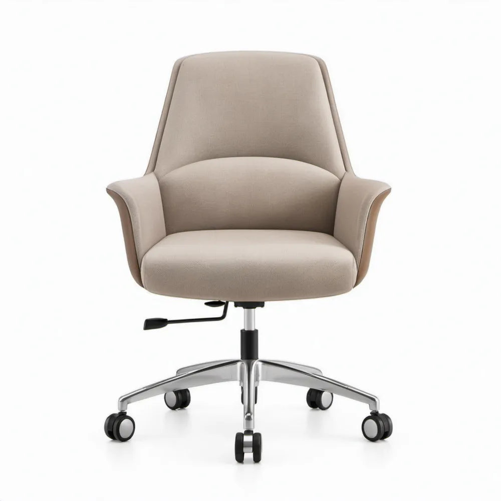 Beige bureaustoel met armleuningen en verstelbare zithoogte, 64 x 64 x 92-102 cm