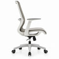 Ergonomische bureaustoel met hoge rugleuning en armleuningen, grijs/wit/zwart, 64 x 64 x 113-123 cm