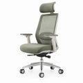 Ergonomische bureaustoel met hoofdsteun en verstelbare armleuningen, 66 x 68 x 117-127 cm, olijfgroen/wit/zilverkleurig/zwart