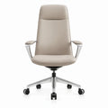 Ergonomische bureaustoel met hoge rugleuning, verstelbare zithoogte en armleuningen, 66 x 66 x 112-122 cm, beige/zilver/zwart
