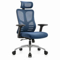 Ergonomische bureaustoel met hoofdsteun en kantelfunctie 65 x 65 x 116-126 cm Blauw/Zilver/Zwart
