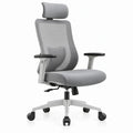 Ergonomische bureaustoel met verstelbare hoofdsteun, grijs/zwart/zilvergrijs, 66 x 66 x 118-128 cm