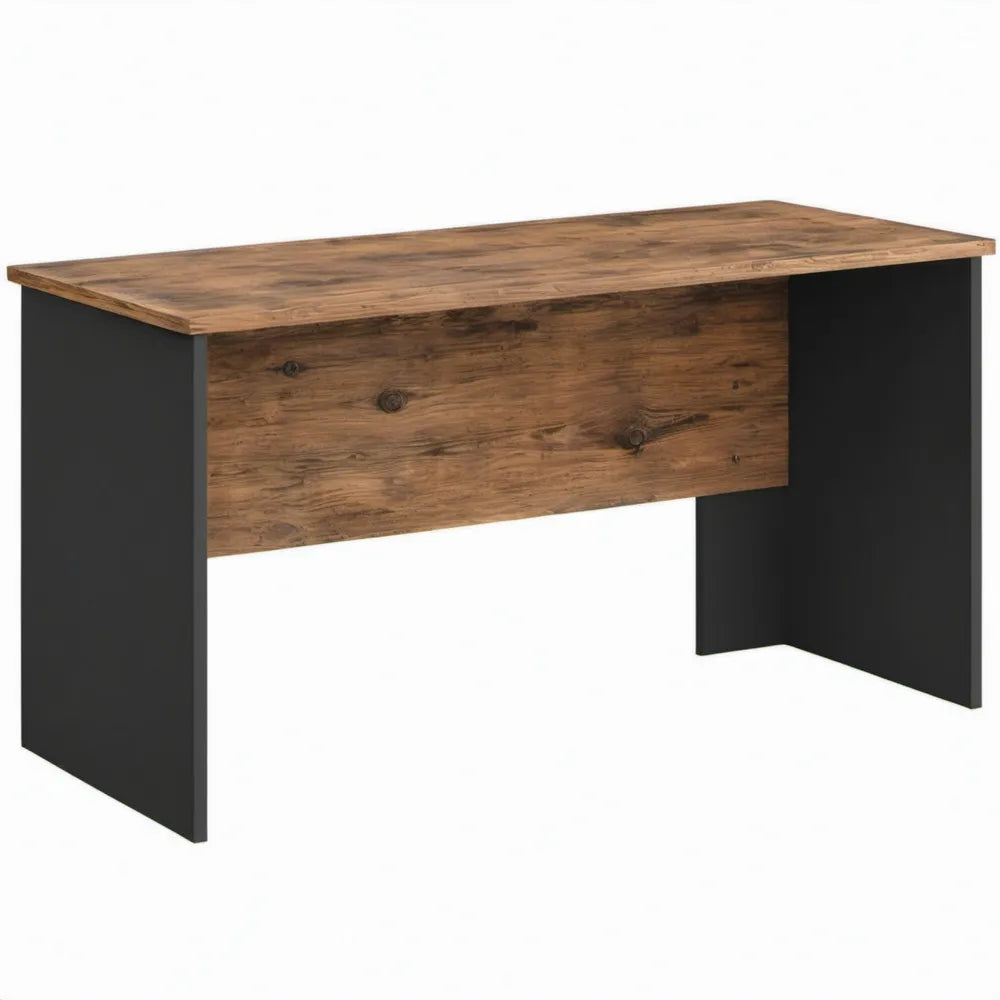 Rechthoekig bureau 120 x 60 x 75 cm in bruin eikenlook en zwart