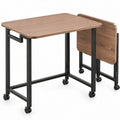 Set van 2 inklapbare bureaus met wielen, 120 x 60 x 75 cm, walnootbruin/zwart