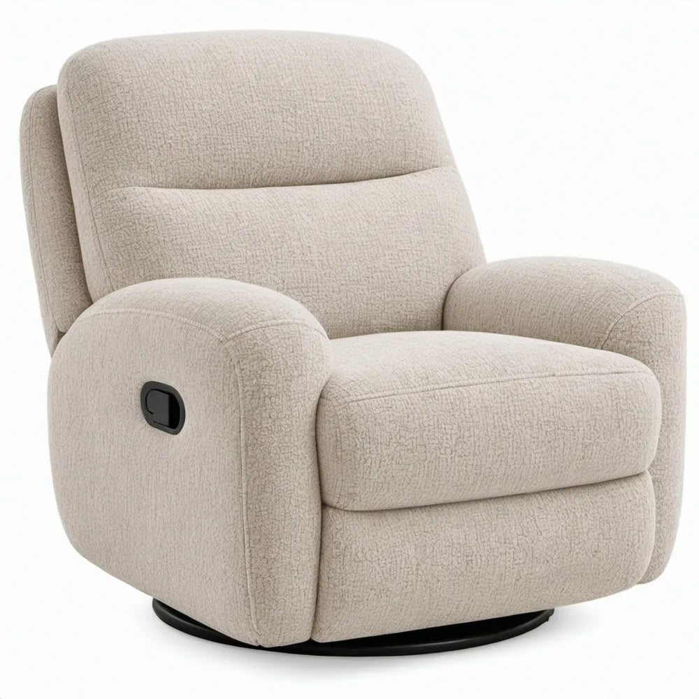 Handmatig verstelbare draaifauteuil crème polyester bouclé 90 x 95 x 102 cm