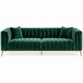 3-zitsbank 230 x 90 x 78 cm donkergroen polyesterfluweel met goudkleurige poten