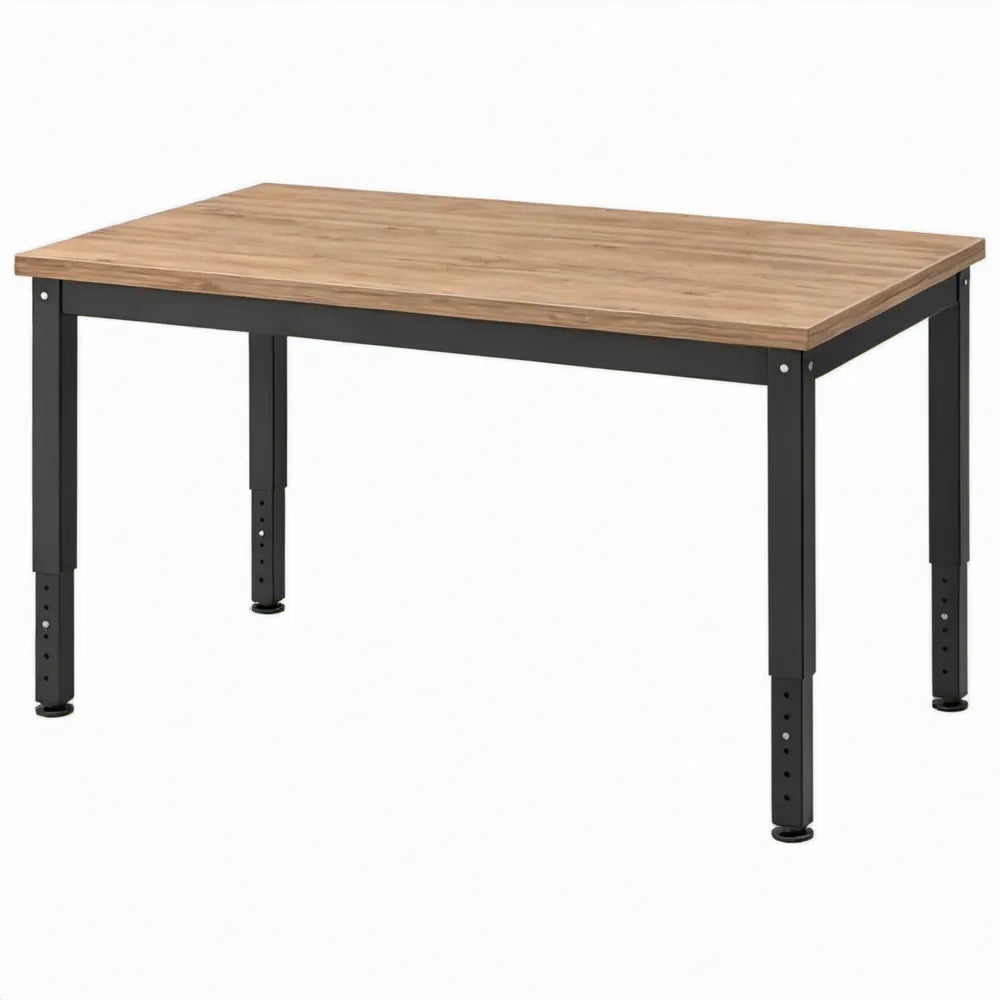Bureau met handmatig verstelbare poten 120 x 60 x 72-76 cm Eikenkleurig/Zwart