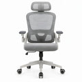 Ergonomische bureaustoel met verstelbare hoofdsteun en armleuningen, grijs/zwart, 66 x 66 x 118-128 cm