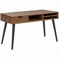 Bureau met lade en 3 open vakken, 120 x 60 x 75 cm, walnootbruin en zwart