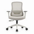 Ergonomische bureaustoel met armleuningen en lendensteun, lichtgrijs/wit/zwart, 62 x 62 x 96-106 cm