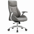Ergonomische bureaustoel met hoge rugleuning van grijs PU-kunstleer, 64 x 64 x 118-128 cm