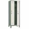 Stalen garderobekast met 2 afsluitbare deuren, legplanken en kledingroede – Grijs/Wit – 80 x 50 x 180 cm