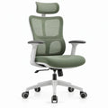 Ergonomische bureaustoel met hoofdsteun en armleuningen, groen/wit/zwart, 66 x 66 x 116-126 cm