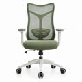 Ergonomische bureaustoel met armleuningen en wielen, olijfgroen/wit/zwart, 64 x 64 x 102-112 cm
