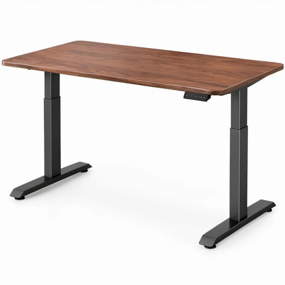 Elektrisch zit-stabureau 120 x 60 cm walnootbruin/zwart rechthoekig MDF en staal