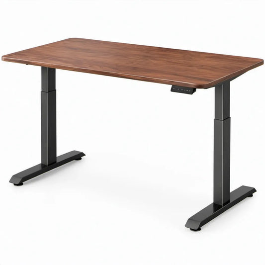Elektrisch zit-stabureau 120 x 60 cm walnootbruin/zwart rechthoekig MDF en staal