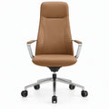Draaibare bureaustoel met hoge rugleuning, 65 x 65 x 112-122 cm, bruin PU-kunstleer